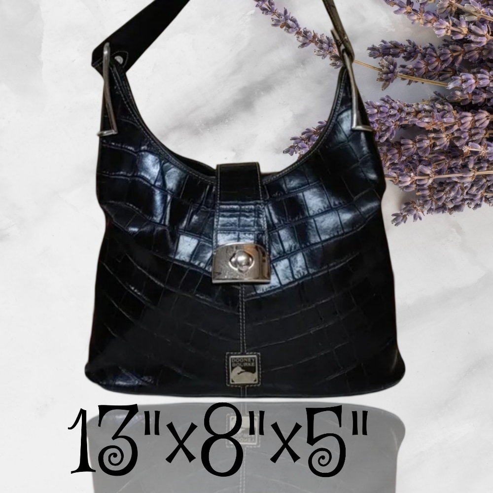 Dooney & Bourke Black croc embossed shoulder bag
